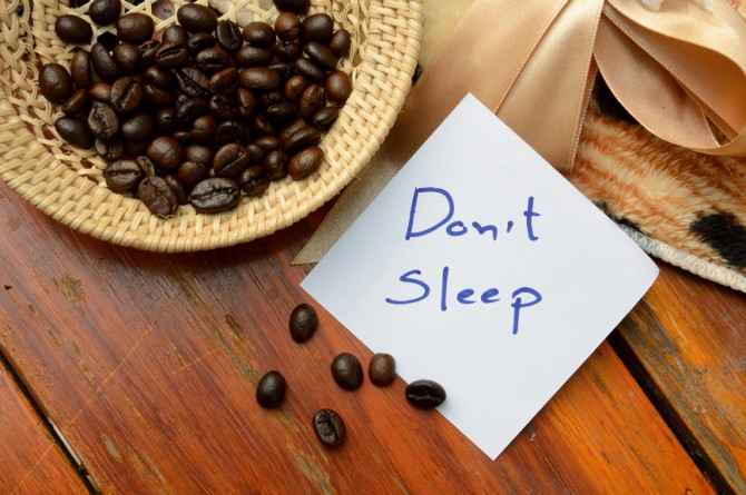 coffee beans in basket and don't sleep note