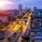 Cuba. Night Havana. The top view on  avenue Presidents.