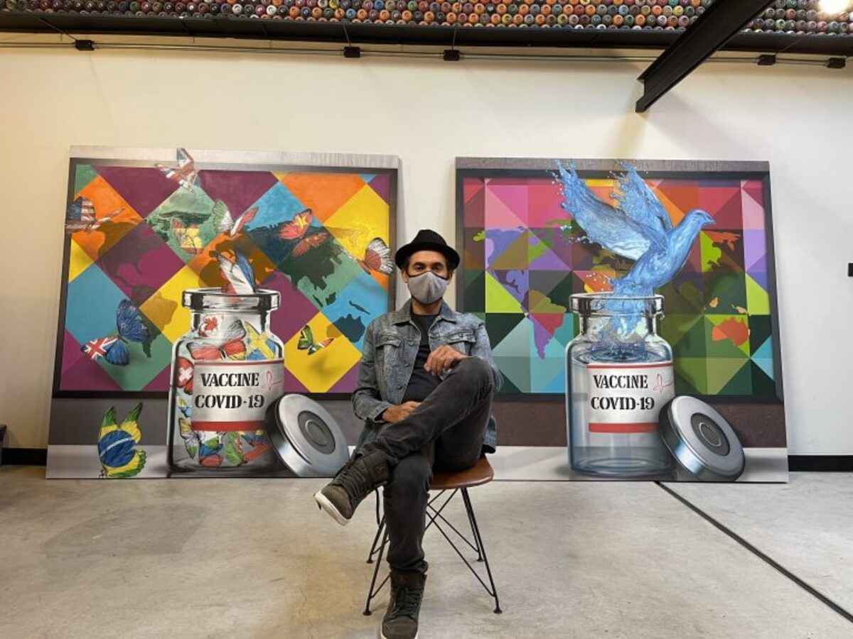 Eduardo Kobra presenteia hoje o Instituto Butantan e Fiocruz com painéis sobre as vacinas contra a Covid