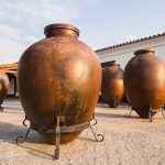 Huge clay wine containers in Alentejo region, Portugal