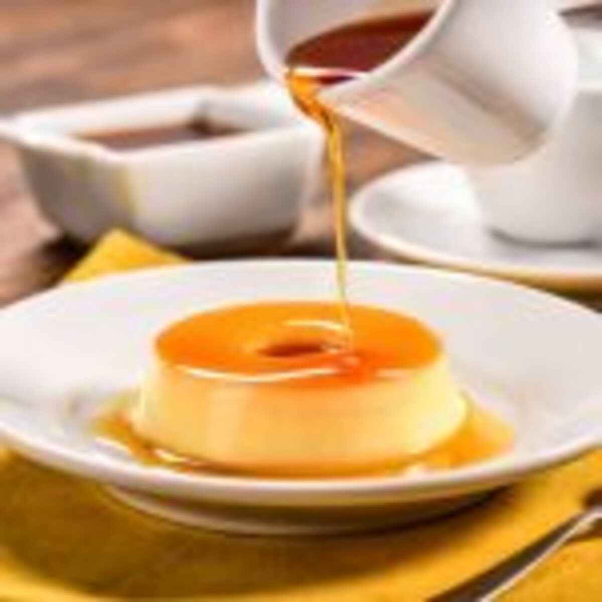 Traditional Brazilian Pudim on decorated scene