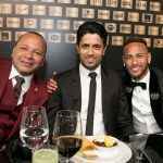 Neymar da Silva Santos, vice-presidente do Instituto Neymar Jr. , Nasser Al-Khelaïfi, presidente do Paris Saint-Germain e Neymar Jr