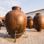 Huge clay wine containers in Alentejo region, Portugal